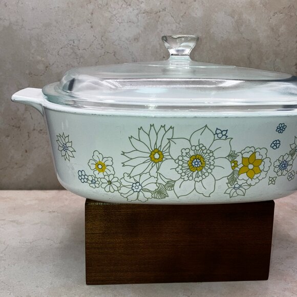 Vintage 1970’s Corningware A-2-B With Lid 2 Quart Casserole Dish Floral Bouquet - Picture 3 of 13